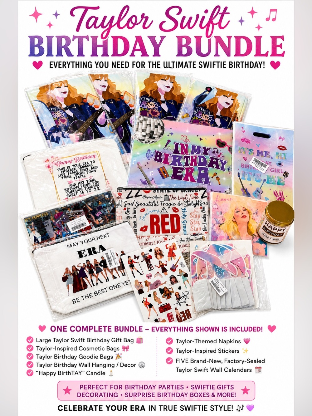 🎤🫶💜 Taylor Swift Birthday 🎂🪩 Swiftie Party Box • Decor • Gifts • Accessories